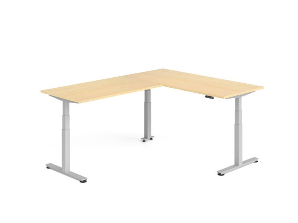 Hammerbacher Sitz-Steh-Winkeltisch 240x180cm Ahorn/Silber, VXDSMW1916/3/S