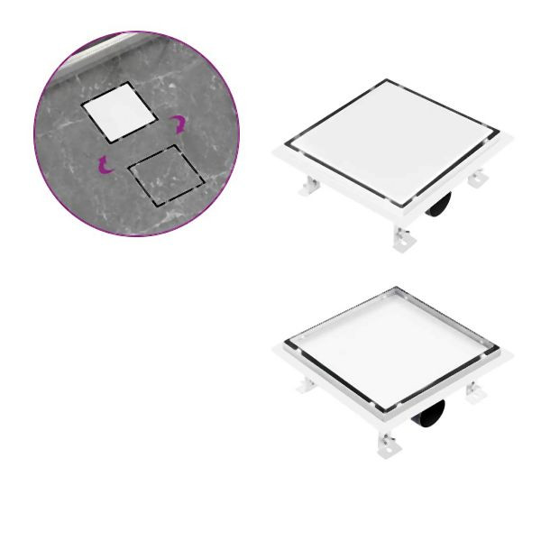 vidaXL Duschablauf 2-in-1 Flacher und Flieseneinsatz-Deckel 23x23 cm, 145995