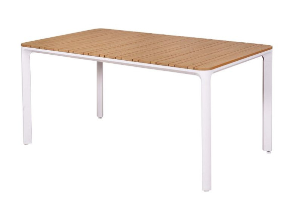 Merxx Tisch 160 x 90 cm, Tischplatte aus Kunststoff in realistischer Holzoptik, weißes Gestell, Aluminium mit Kunststoff, 26047-208