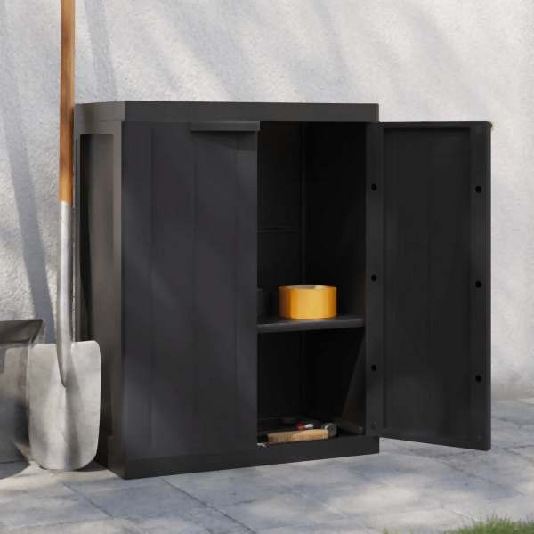 vidaXL Gartenschrank Schwarz 65x37x85 cm PP, 364204, 8720845889067