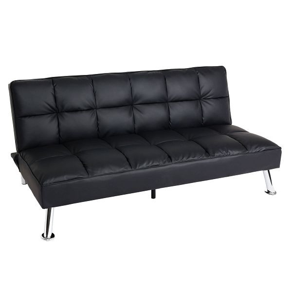 Mendler Sofa HWC-K21, Klappsofa Couch Schlafsofa, Nosagfederung Schlaffunktion Liegefläche 187x107cm, Kunstleder, schwarz, 89557