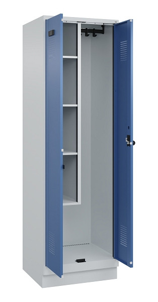 C+P Putzmittel-Spind Evolo PLUS, mit Sockel, 2 Abteile, 1950x600x500mm, 7035/502, Drehriegel, 049120-00 S10008