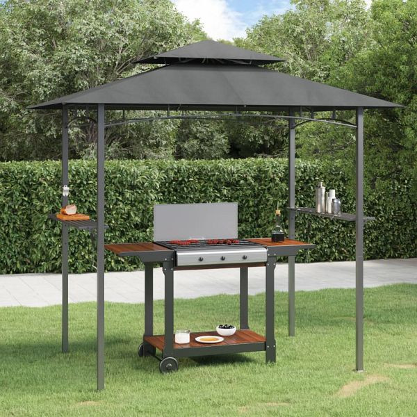 vidaXL Grillpavillon mit Seitenregalen Anthrazit 240x150x243 cm Stahl, 360140