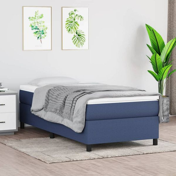 vidaXL Bettgestell Blau 90x200 cm Stoff, Material: Stoff (100% Polyester), Sperrholz, Holzwerkstoff, 3120836