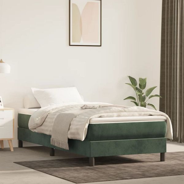 vidaXL Bettgestell Dunkelgrün 90x200 cm Samt, Material: Samt (100% Polyester), Sperrholz, Holzwerkstoff, 3120751