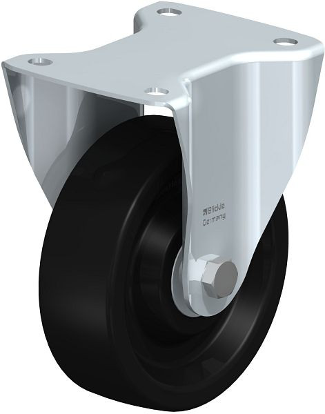 Blickle B-PHN 150IK Hitzebeständige Stahlblech-Bockrolle mit Anschraubplatte, Phenolharz, Schwarz, 465039
