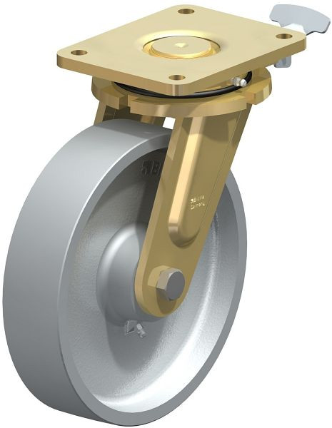 Blickle LS-G 250K-RI4 Stahlgeschweißte Schwerlast-Lenkrolle, schwere Drehkranz-Ausführung, Guss, Grau, 753949