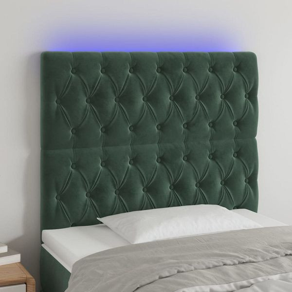 vidaXL LED Kopfteil Dunkelgrün 90x7x118/128 cm Samt, 3122799
