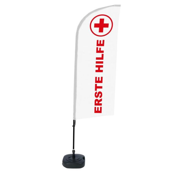 Showdown Displays Beachflag Alu Wind Komplett-Set Erste Hilfe Deutsch, BFAW310-WT21-I107