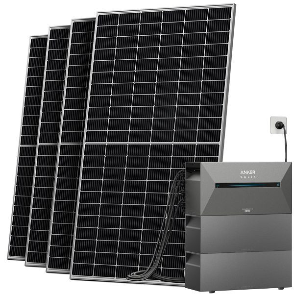 Solarway Balkonkraftwerk 2000W Pro, Anker SOLIX Solarbank 2 E1600 Pro 4,8 kWh Speicher, mit Balkonhalterung, SHY-4-500-PRO-2EB-BH