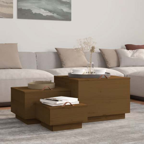 vidaXL Aufbewahrungsboxen mit Deckeln 3 Stück Braun Massivholz Kiefer, 818248
