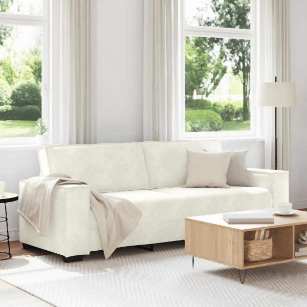 vidaXL 3-Sitzer-Sofa Creme 180 cm Abmessung Samt, 4105038