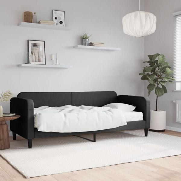 vidaXL Tagesbett mit Matratze Schwarz 80x200 cm Stoff, 3196795