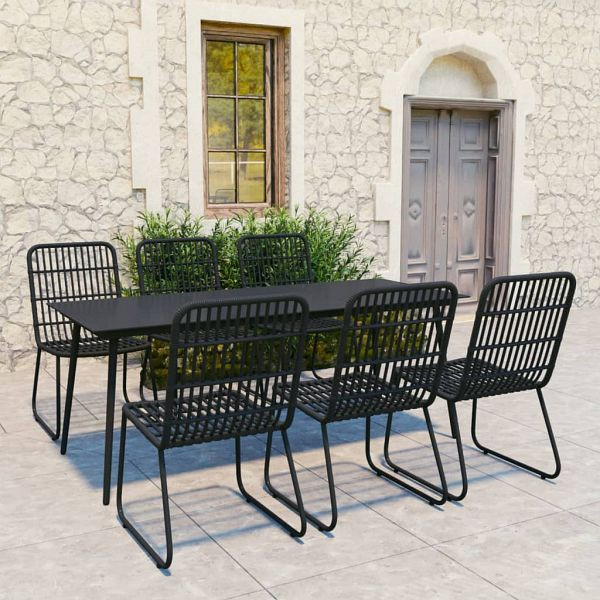 vidaXL 7-tlg. Garten-Essgruppe Poly Rattan und Glas, 3060247