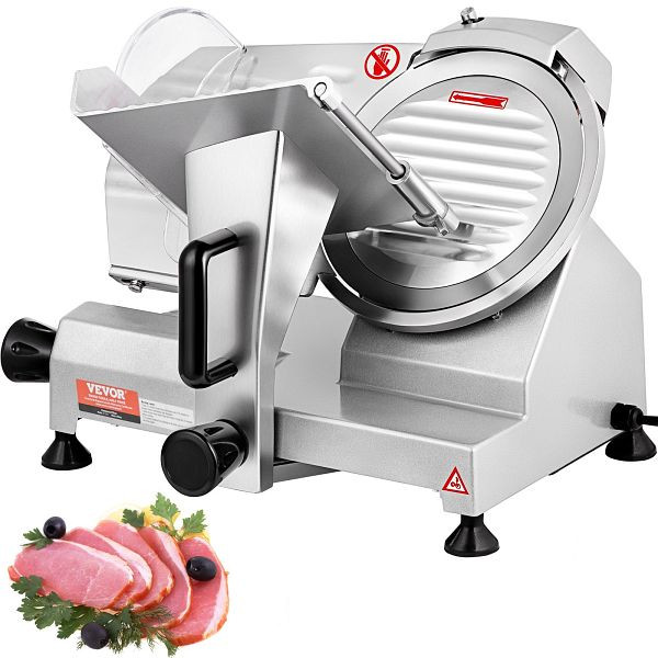 VEVOR Kommerzieller Fleisch Allesschneider 200 W, mit 20,32 cm-Kohlenstoffstahlklinge, 0–12 mm Einstellbare Dicke, SYDRQPJ240W8WB31UV2