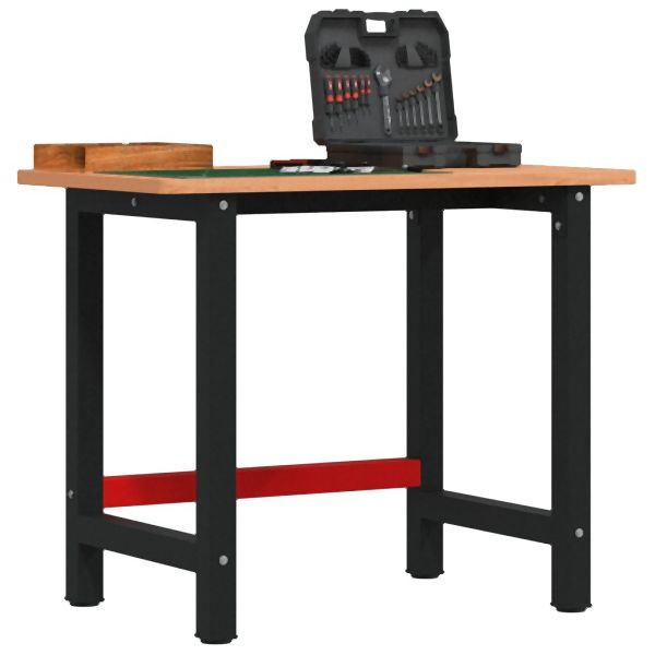vidaXL Werkbank 100x60x81,5 cm Massivholz Buche Rechteckig, 3309662