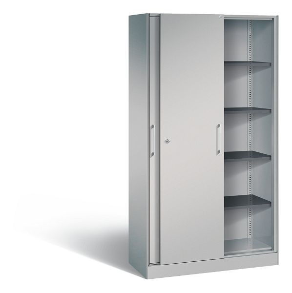 C+P Schiebetürenschrank Asisto, H1980xB1000xT435mm, Farbe: Weißaluminium, Bügelgriff, 5 OH, 142002-000 S10043