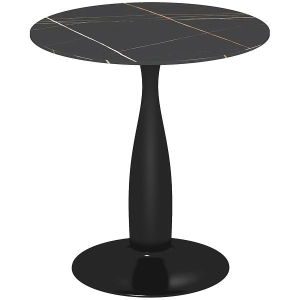 HOMCOM Runder Esstisch, pulverbeschichteter Stahl, MDF mit Melamin, rutschfeste Füße, 70 x 74 cm, Schwarz, 83A-071V81BK
