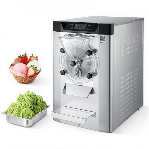 VEVOR Gewerbliche Eismaschine 2000W, 12–20 L/h, 6L Edelstahlbehälter, Tischgerät für Gelato, LED-Bedienfeld, Silber, SYYSYBQLJTMSRLAUB001V2