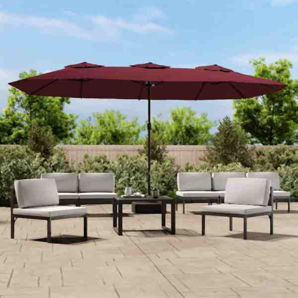 vidaXL Doppelsonnenschirm Bordeauxrot 449x245 cm, 362949