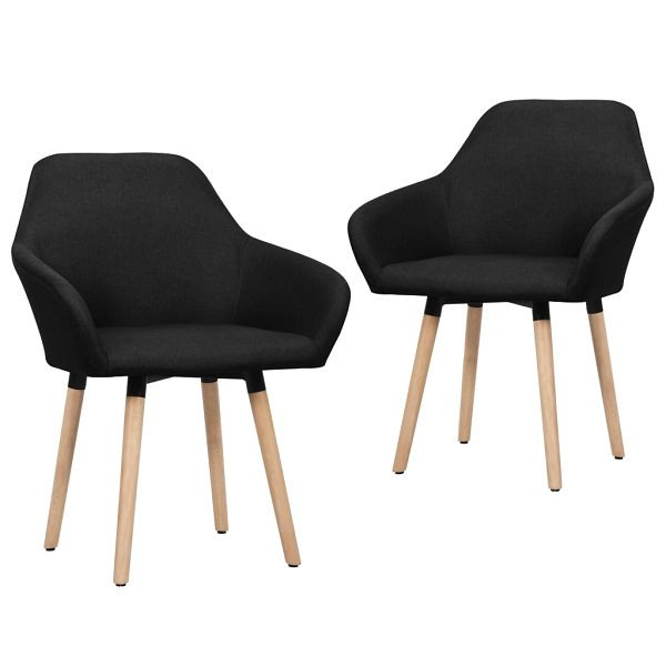vidaXL Esszimmerstühle 2 Stück Schwarz Stoff, Material: Polyester: 100%, 283465