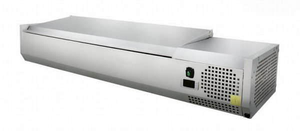Skyrainbow Kühlaufsatzvitrine GN 1/3, 160 x 40 cm, Edelstahldeckel, THVD1600/380