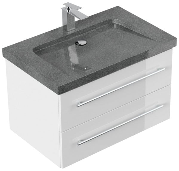 Posseik Badmöbel Granit G654 YAMO 75cm 1 Hahnloch SoftClose weiß hochglanz, YAMO75011000002DE