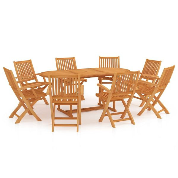 vidaXL 9-teilig Garten-Essgruppe Massivholz Teak, 3059562