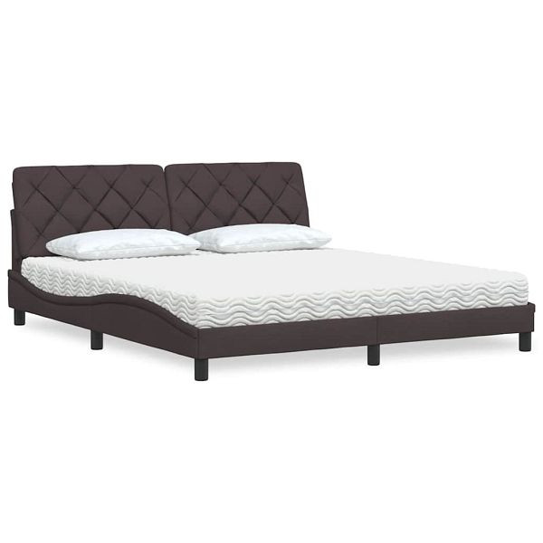 vidaXL Bett mit Matratze Dunkelbraun 180x200 cm Stoff, 3310758