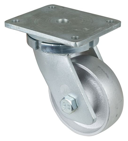 BS Rollen Schwerlastrolle, Rad-Breite 45 mm, Rad-Ø 150 mm, Tragfähigkeit 600 kg, Lauffläche Guss, Radkörper Guss, Kugellager, RR100.C81.151