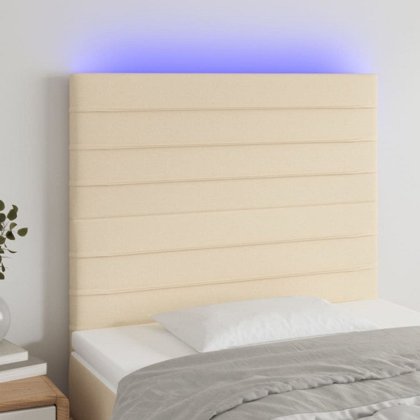 vidaXL LED Kopfteil Creme 100x5x118/128 cm Stoff, 3122559