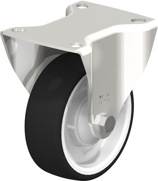 Blickle BX-POTH 100KD Edelstahl-Bockrolle, mittelschwere Ausführung, mit Anschraubplatte, Thermoplastisches Polyurethan, Grau, 761552