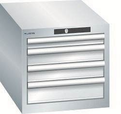 LISTA Schubladenschrank 18x27E (BxTxH) 411x572x383mm KEY Lock, Lichtgrau, 4 Schubladen, Fronthöhen: 50 - 100 mm, 78.410.020