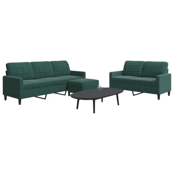 vidaXL 3-tlg. Sofagarnitur mit Kissen Dunkelgrün Samt, 3278403