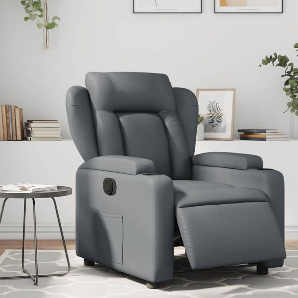 vidaXL Relaxsessel Elektrisch Grau Kunstleder, 3204533, 8721012170216