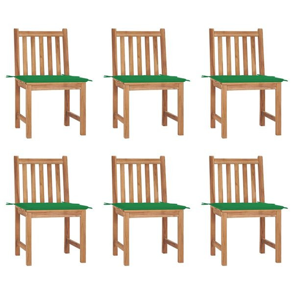 vidaXL Gartenstühle 6 Stück mit Kissen Massivholz Teak, 3073120