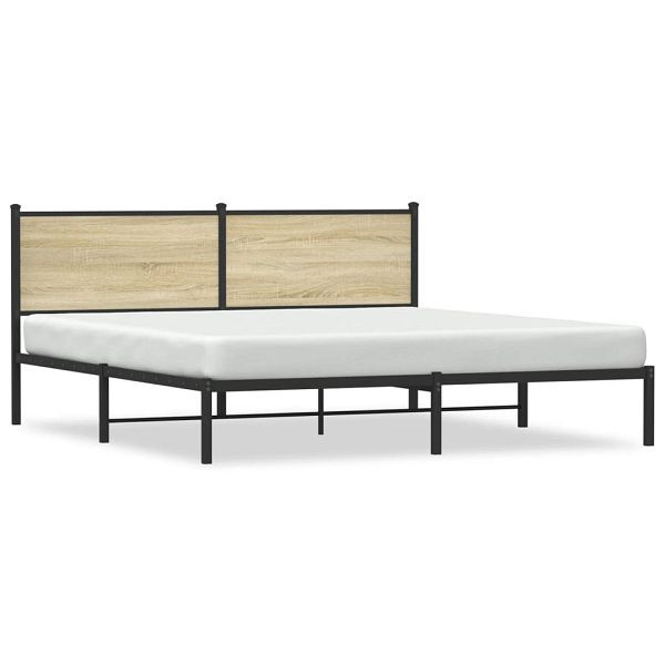 vidaXL Bettgestell mit Kopfteil Metall Sonoma-Eiche 183x213 cm, 4007721