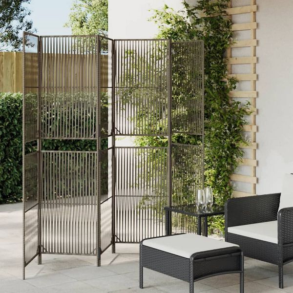 vidaXL Paravent 6-teilig Grau Poly Rattan, 365386, 8721012244283