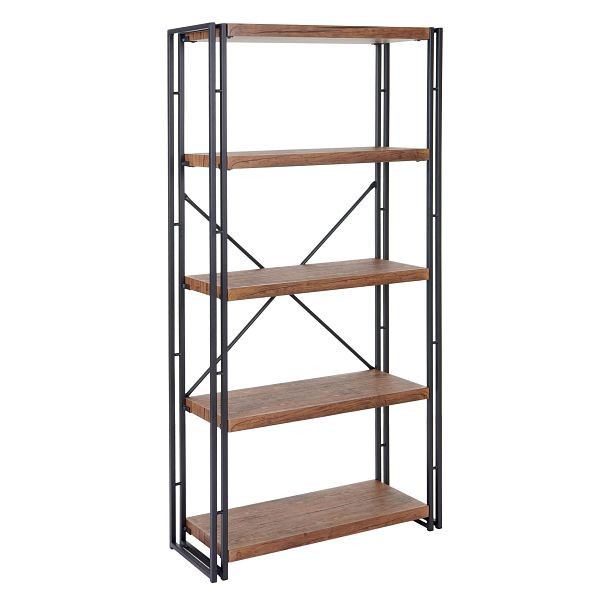 Mendler Bücherregal HWC-A27, Standregal Wohnregal, 165x80cm 3D-Struktur 5 Ebenen, Wildeiche-Optik, 55080