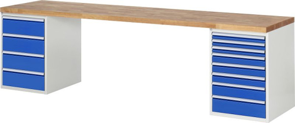 RAU Werkbank Serie 7000 - Modell 7822-3, B3000 x T700 x H840 mm, Systemunterbau B3000 x T650 x H800 mm, 03-7822A3-307B4S.11