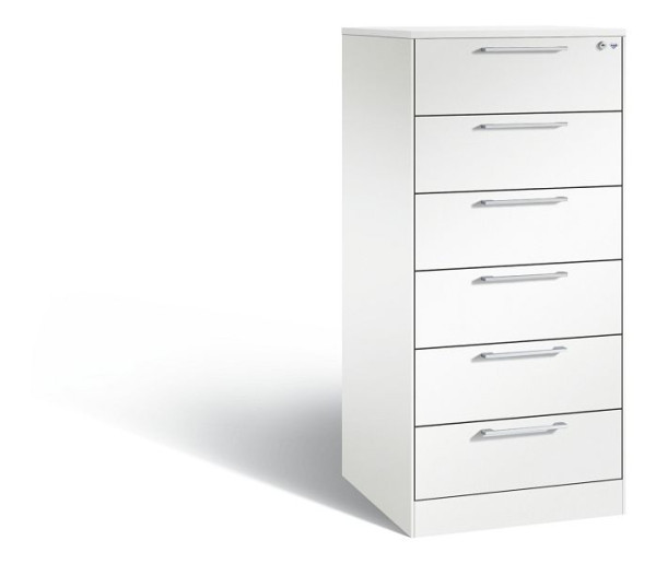 C+P Karteischrank Asisto, H1310xB562xT600mm, Farbe: Verkehrsweiß, Bügelgriff, 146224-622 S10150