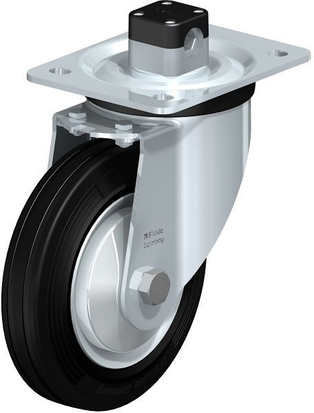 Blickle L-RD 162R-CS11-FA Stahlblech-Lenkrolle, mittelschwere Ausführung, mit Anschraubplatte & Zentralfeststeller, Zweikomponenten-Vollgummi, 849994