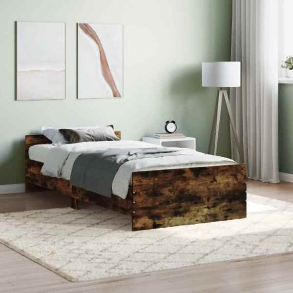vidaXL Bettgestell Räuchereiche 100x200 cm Holzwerkstoff, 835936