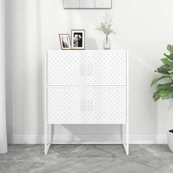 vidaXL Highboard Weiß 80x35x100 cm Stahl, 335881, 8720286587935