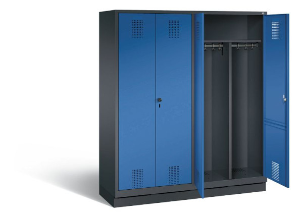 C+P Schwarz-Weiss-Spind Evolo, H1800xB1590xT500mm, Farbe: Schwarzgrau / Enzianblau, 48022-42 S10046