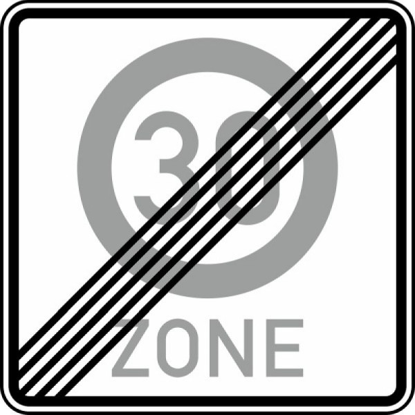 Stein HGS Ende einer Tempo 30-Zone, Nr. 274.2, 600x600mm /RA1/Flachform 2mm, 274.2-111