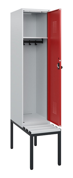 C+P Spind Evolo PLUS, 1 Abteil, 1950x400x815mm, 7035/3000, Drehriegel, Sitzfläche Kunststoff, Sitzbank, 0490505-12 S10057