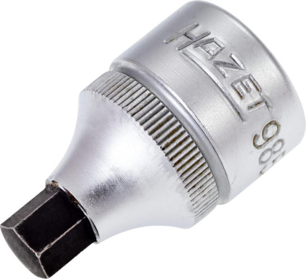 Hazet Schraubendreher-Steckschlüsseleinsatz, Vierkant hohl 12,5 mm, Innen-Sechskant Profil, 8 mm, extrakurz Mit Rändelung, 985-8