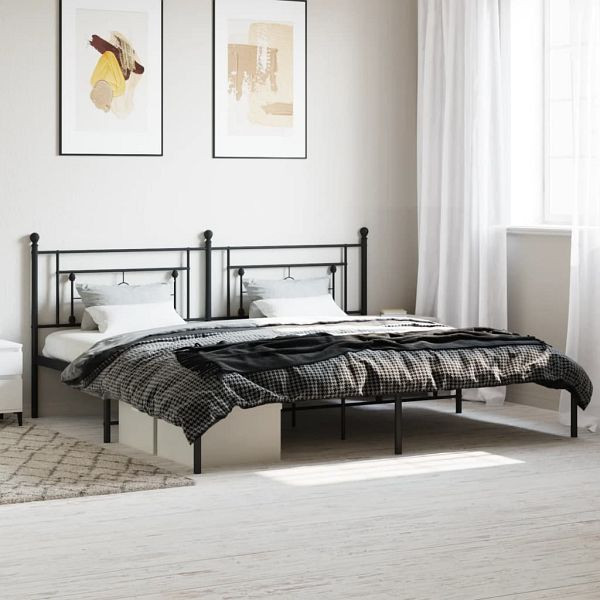 vidaXL Bettgestell mit Kopfteil Metall Schwarz 193x203 cm, 374345