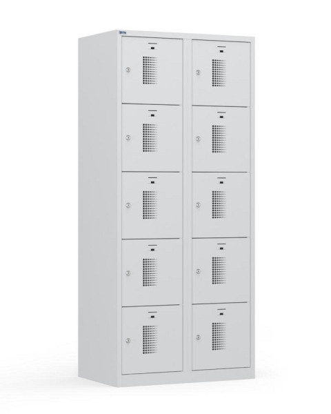 Deskin Schließfachschränke System SP1 Basic, Lichtgrau RAL 7035, 800 x 500 x 1800 mm, 2 Abteile, Korpus: Lichtgrau RAL 7035, 348720